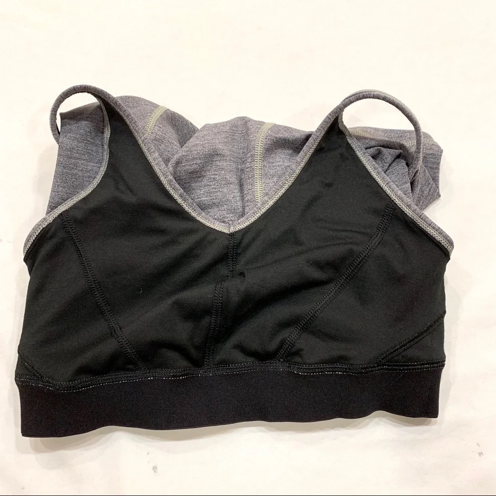 Lululemon Strap It Like It’s Hot Tank Gray Black Mesh Criss Cross Back Size 4